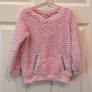 Juicy Couture pink sweater with two glittery silver lining pockets Sz 4